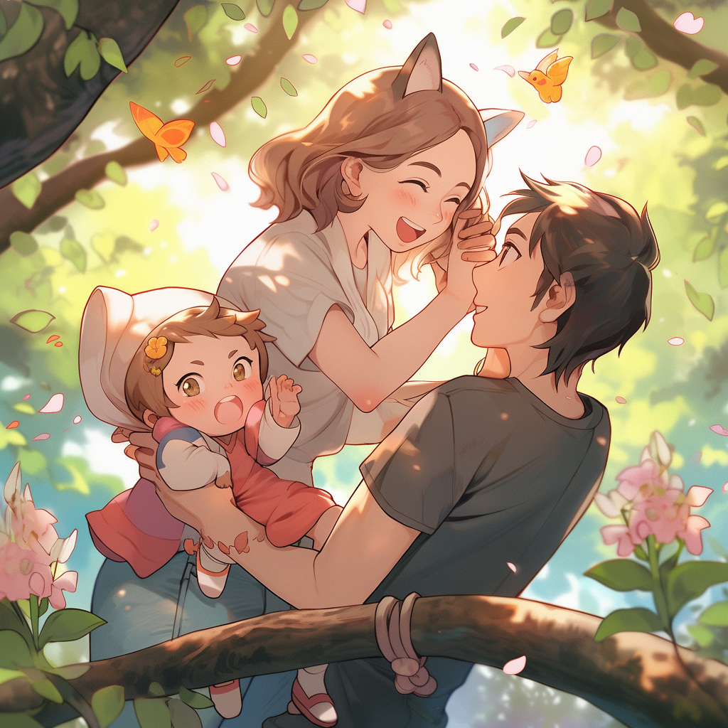happy family portrait tree