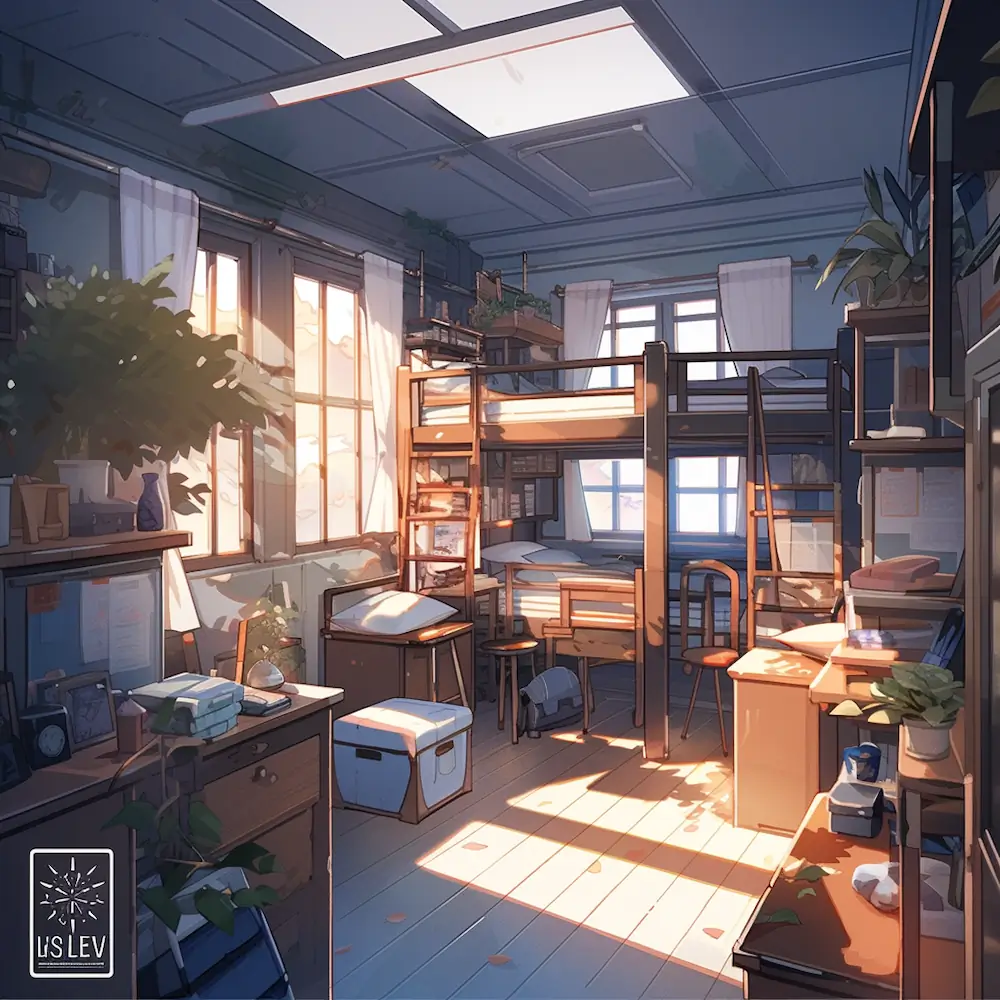 a clean and simple dorm room