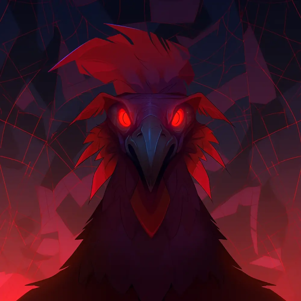 rooster mosaic evil backlit